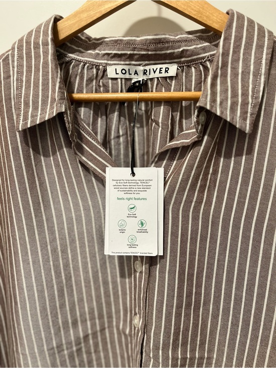 Lola River Tops - Lola River Striped Top, Large, NWT, Brown Cream